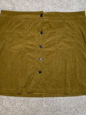 No Brand Thin Corduroy Skirt Size 3XL Mustard Yellow Button Up